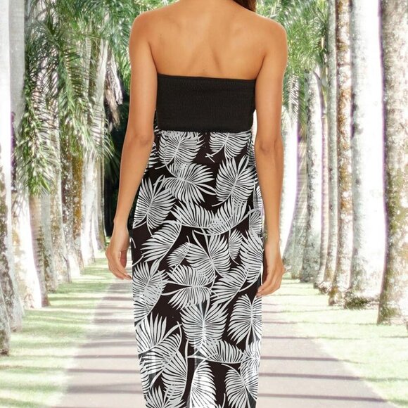 Women's Summer Maxi Sundress Strapless Cover Up Beach Party Dress - Picture 8 of 8